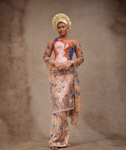 Peach beaded gown