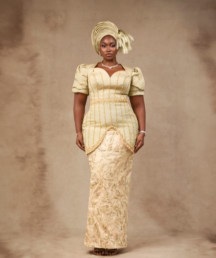 Champagne gold Aso-Oke gown